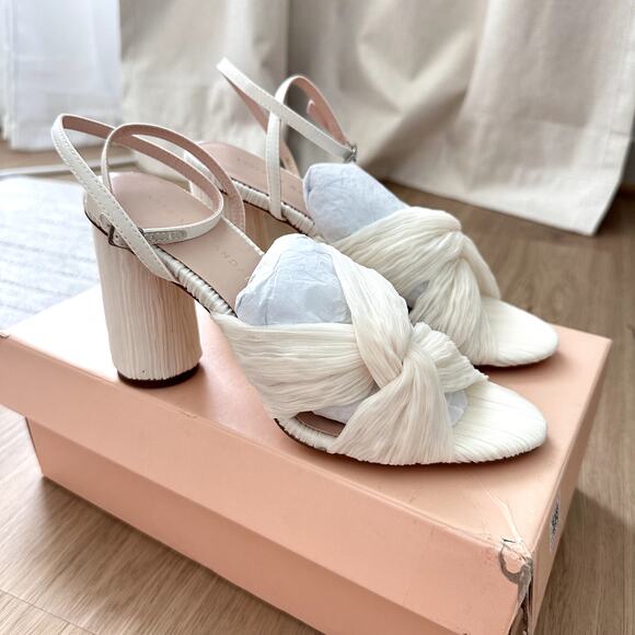 NEW Loeffler Randall Reed Pleated Twist Heel Sandals in Pearl Size 6.5 - Picture 4 of 8